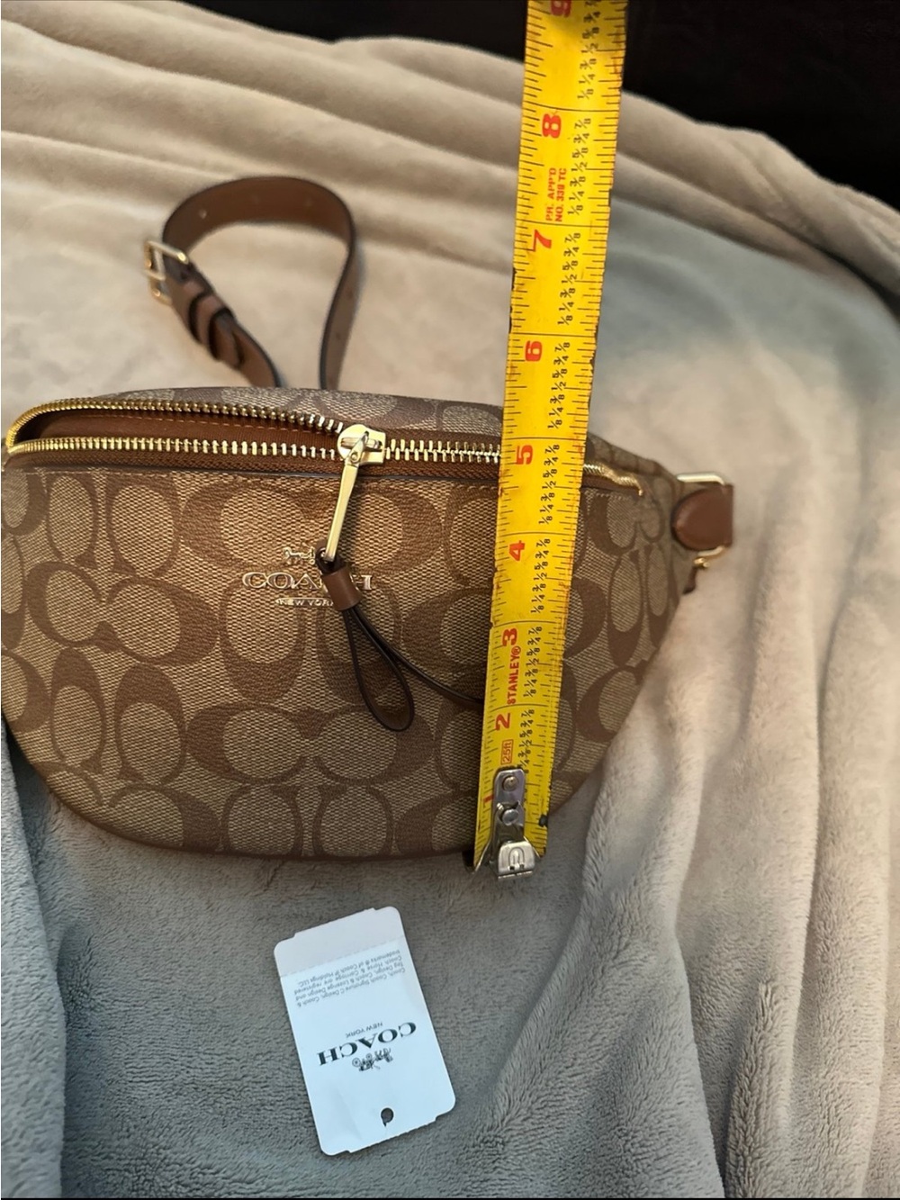 Coach Brown Signature Canvas Crossbody Belt Bag with Tan Trim - Picture 7 of 7